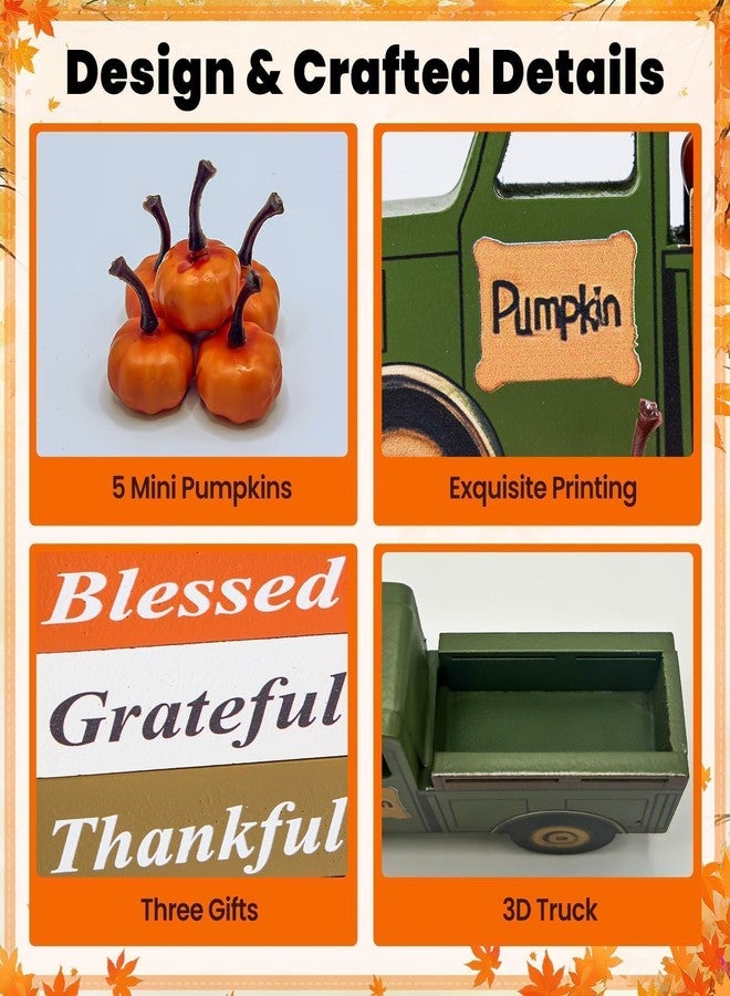 Olanrun Thanksgiving Decorations, 9 Pcs Handicrafts Wooden Thanksgiving Table Decor with 3 Books, 3D Truck, 5 Pumpkins for Indoor Office Home Table Centerpieces Kitchen Tiered Tray Mantel, Fall Decor - Image 3